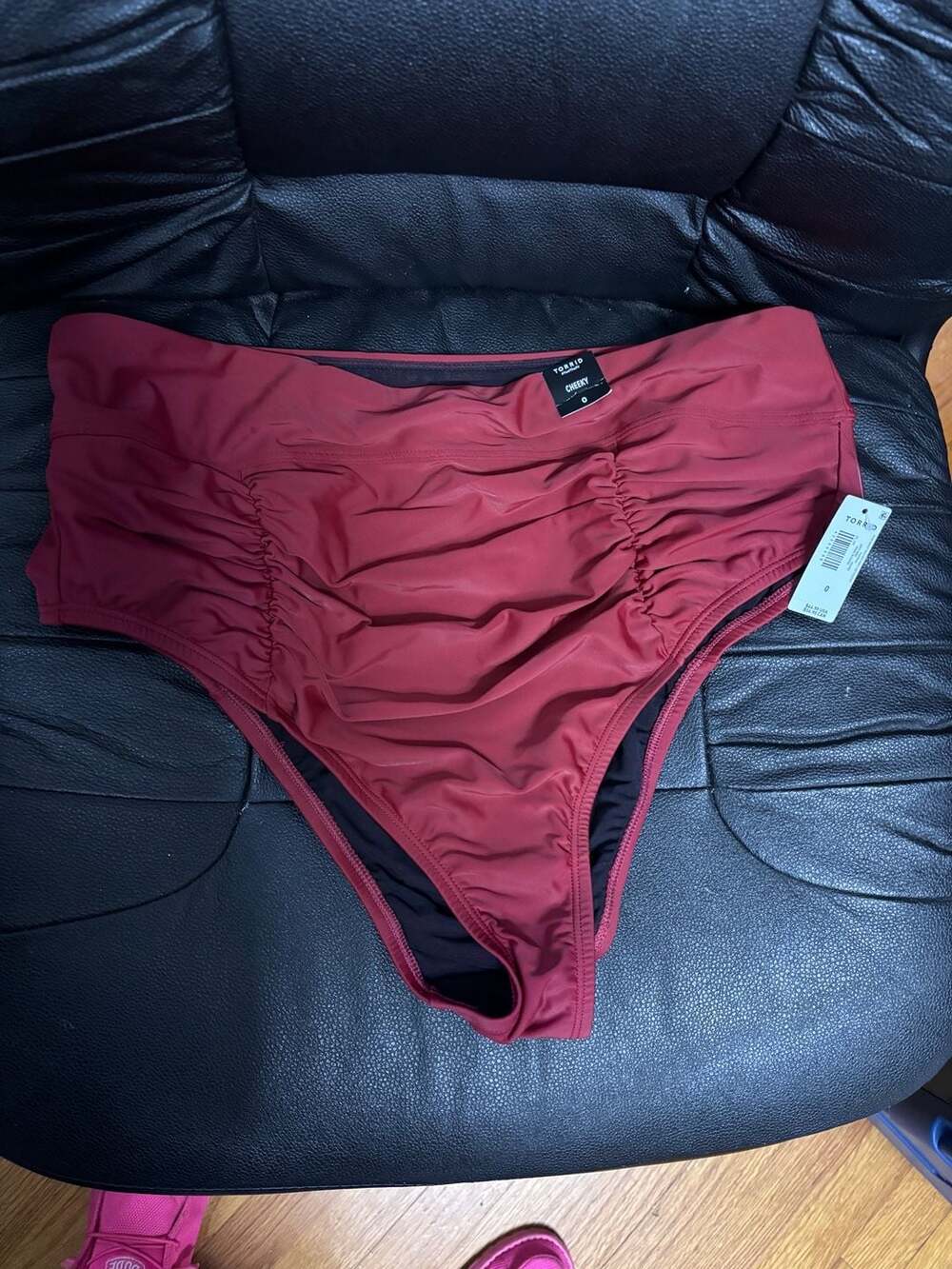 Torrid Swim Cheeky Bikini Bottoms Size 0 Red Ruched High Waist